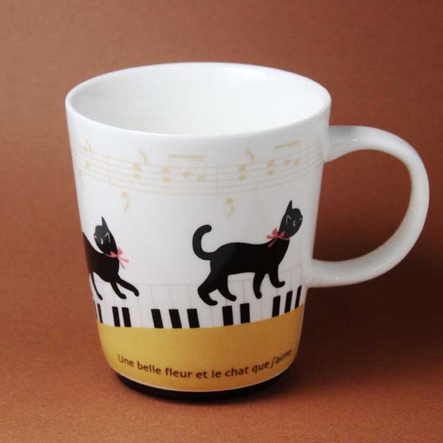 ネコふんじゃった！ ピアノ鍵盤 音楽グッズ マグカップ 音楽雑貨