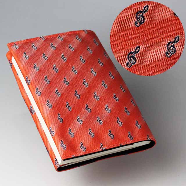 クラバット ブックカバー 《ト音記号》 オレンジ 音楽雑貨
