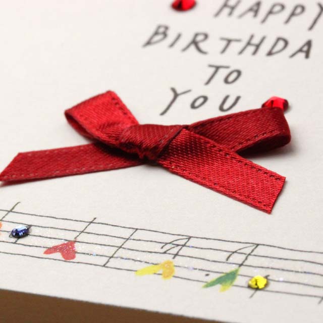 誕生カード Swarovski ハート音符 音楽雑貨