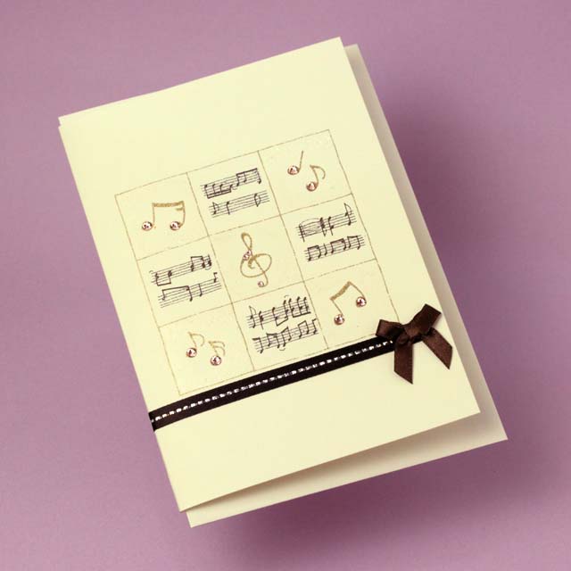 多目的カード Swarovski 音符 ト音記号 音楽雑貨