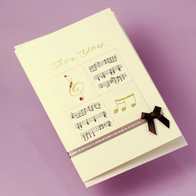 多目的カード Swarovski 音符 ト音記号 音楽雑貨