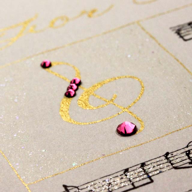 多目的カード Swarovski 音符 ト音記号 音楽雑貨