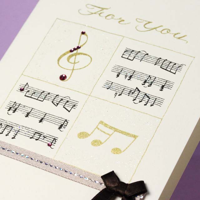多目的カード Swarovski 音符 ト音記号 音楽雑貨