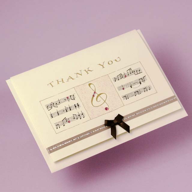  Thank You カード Swarovski 音符 ト音記号 音楽雑貨