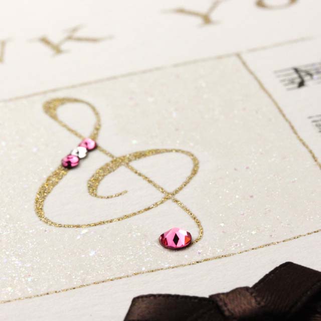  Thank You カード Swarovski 音符 ト音記号 音楽雑貨