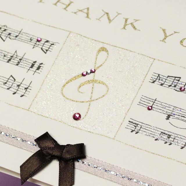  Thank You カード Swarovski 音符 ト音記号 音楽雑貨