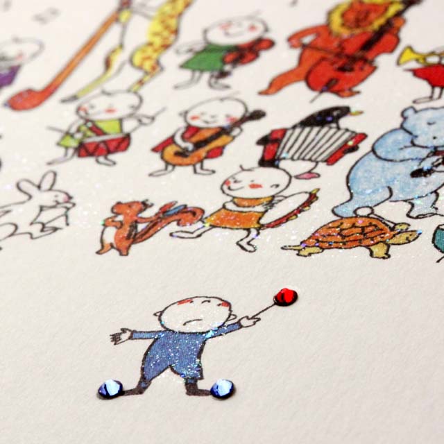  誕生カード Swarovski Quu 音楽隊 音楽雑貨