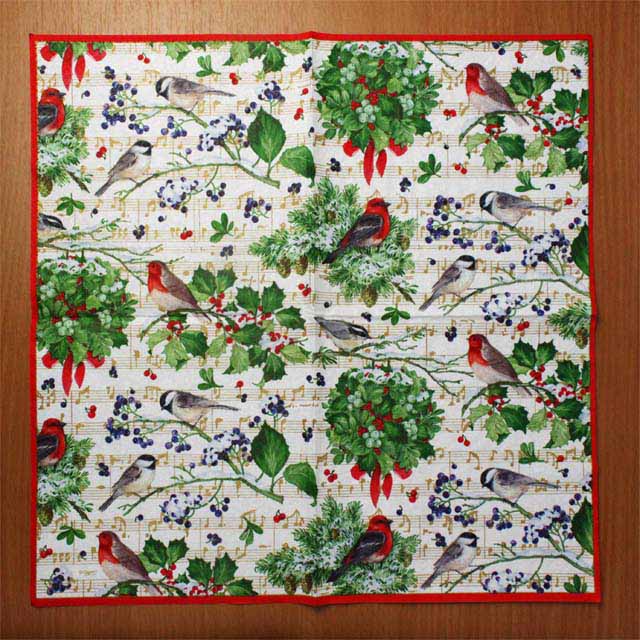 ペーパーナプキン 音楽雑貨 音楽グッズ 小鳥たちと楽譜