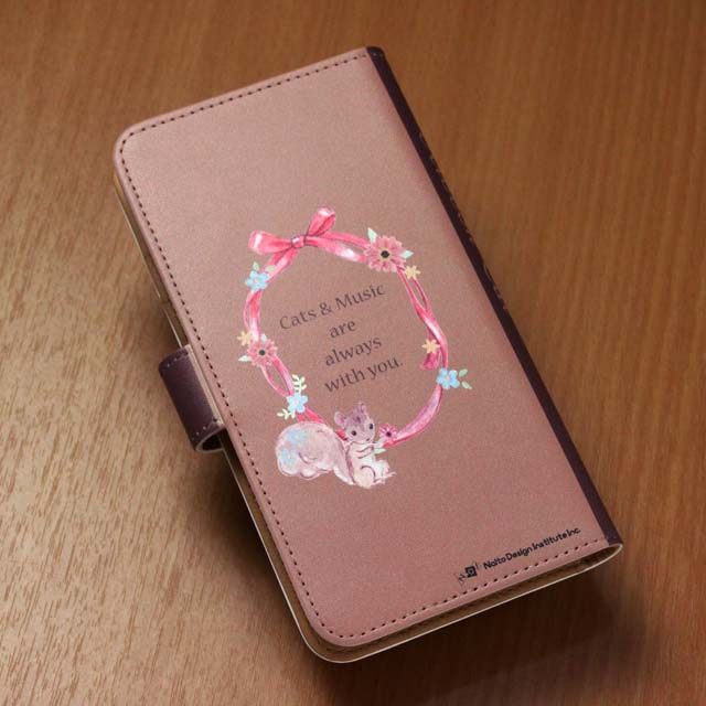 手帳型スマホケース Ribbon Cat 《ヴァイオリン》 音楽雑貨