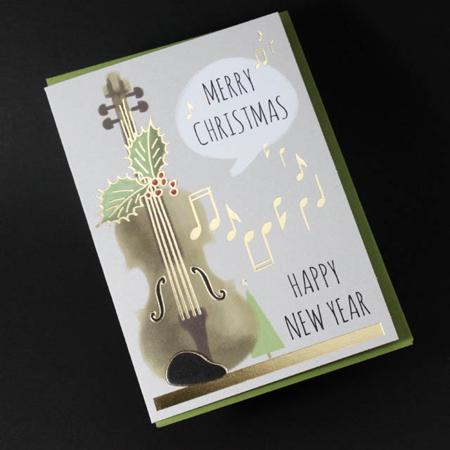 クリスマスカード ヴァイオリン 音楽雑貨 音楽グッズ