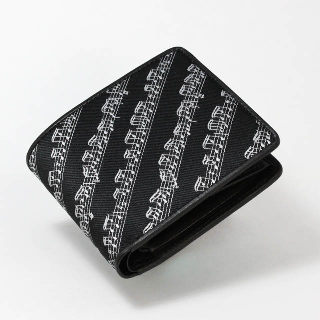 【人気投票 1~37位】ハイブランド人気ランキング！ 二ツ折財布 Jacquard & Leather 《楽譜ブラック》 音楽 ☆□○ Accessory