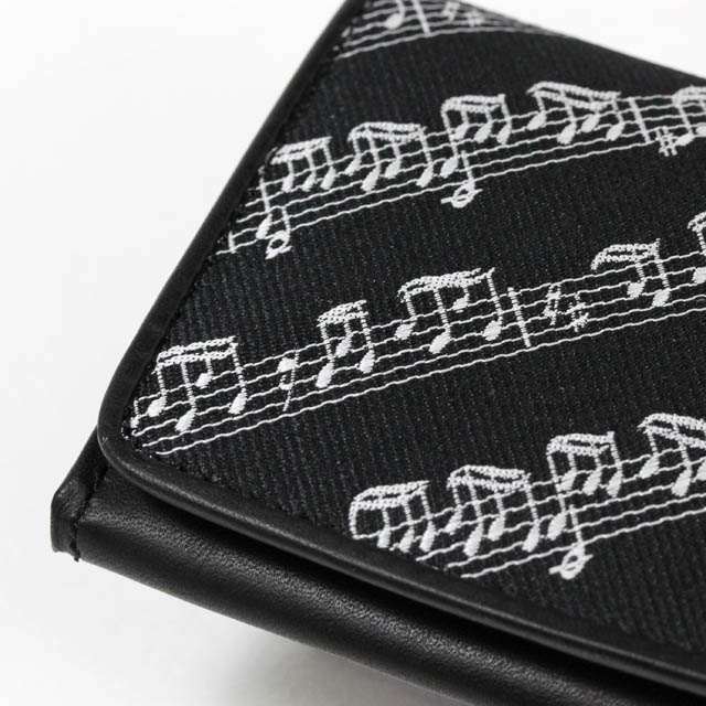 Leather & Jacquard 名刺入れ 《楽譜ブラック》 □ 音楽雑貨