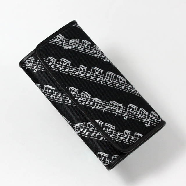 Leather Jacquard キーケース 楽譜ブラック 音楽雑貨 アクセサリー専門店 プレリュード