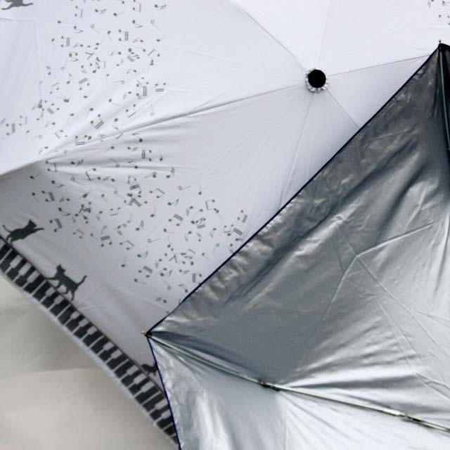 晴雨兼用 折りたたみ傘 ピアノ鍵盤 音符 音楽雑貨