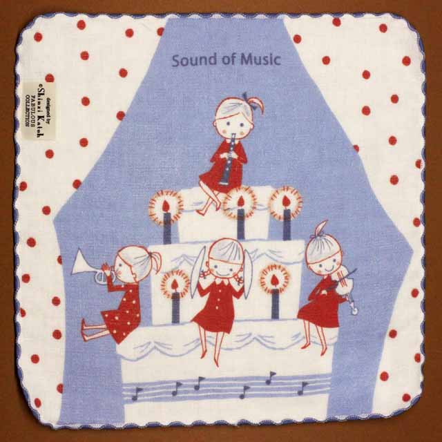 音楽雑貨 タオルハンカチ ShinziKatoh パイル ガーゼ 無撚糸 トランペット クラリネット ヴァイオリン シンバル