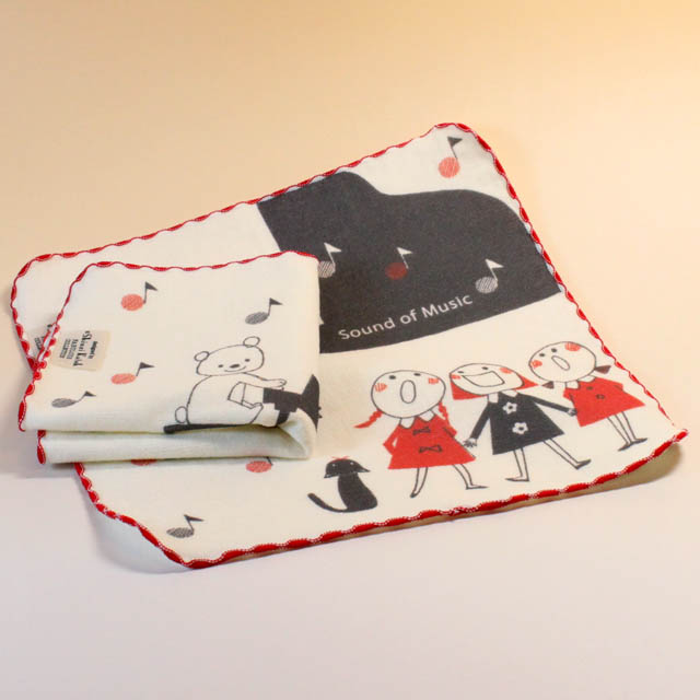 音楽雑貨 タオルハンカチ ShinziKatoh パイル ガーゼ 合唱 ピアノ