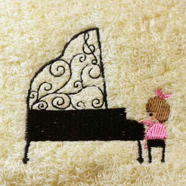 音楽雑貨 タオルハンカチ ShinziKatoh ピアノ 鍵盤 音符