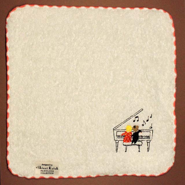 音楽雑貨 タオルハンカチ ShinziKatoh ピアノ 鍵盤 音符