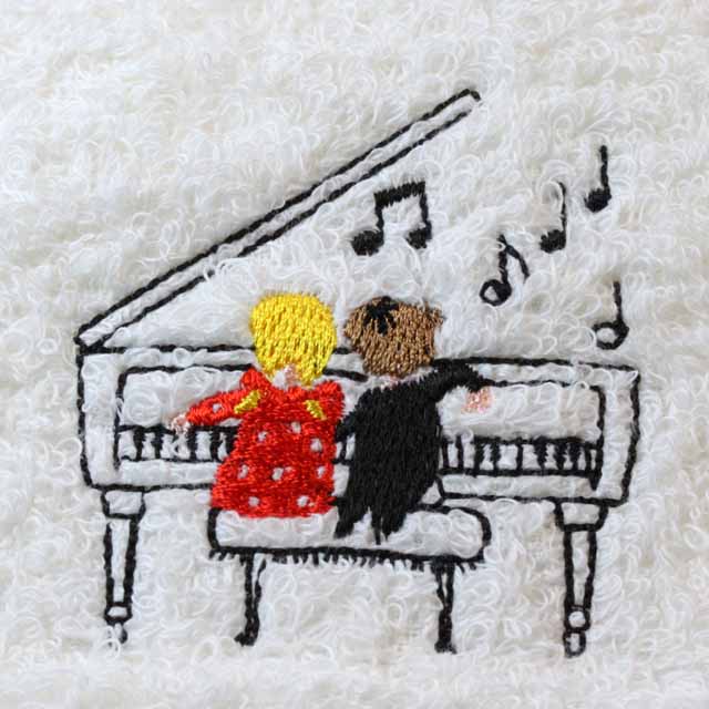 音楽雑貨 タオルハンカチ ShinziKatoh ピアノ 鍵盤 音符