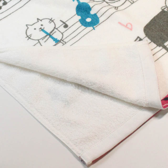 音楽雑貨 フェイスタオル ShinziKatoh パイル シャーリング加工 楽器 ピアノ ヴァイオリン ホルン