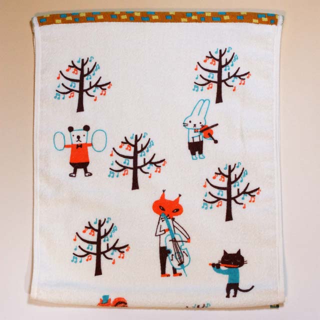 音楽雑貨 ゲストタオル ShinziKatoh パイル シャーリング加工 楽器 ピアノ ヴァイオリン ホルン フルート パーカッション