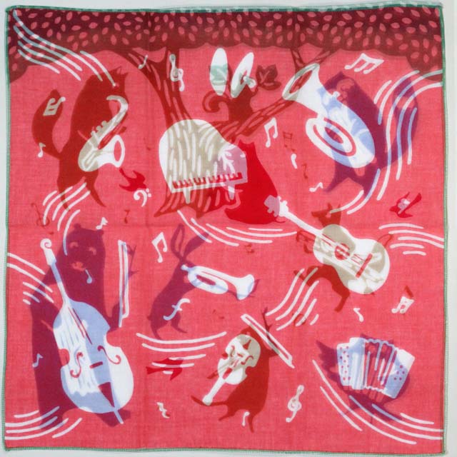 夢見る楽器 手染めハンカチ 音楽雑貨