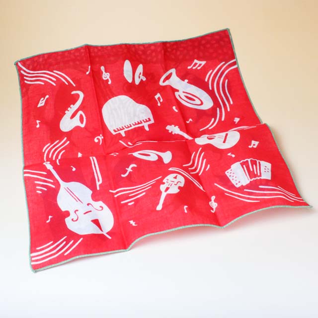 夢見る楽器 手染めハンカチ 音楽雑貨