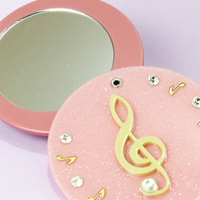 ラメ入 スライドミラー ト音記号 225177 ◇▽ 音楽雑貨・アクセサリー