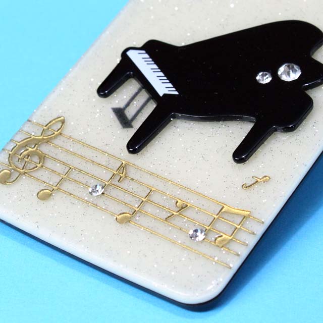 ラメ入 パスケース グランドピアノ 音楽雑貨 音楽グッズ