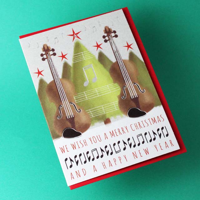 クリスマスカード ヴァイオリン 音楽雑貨
