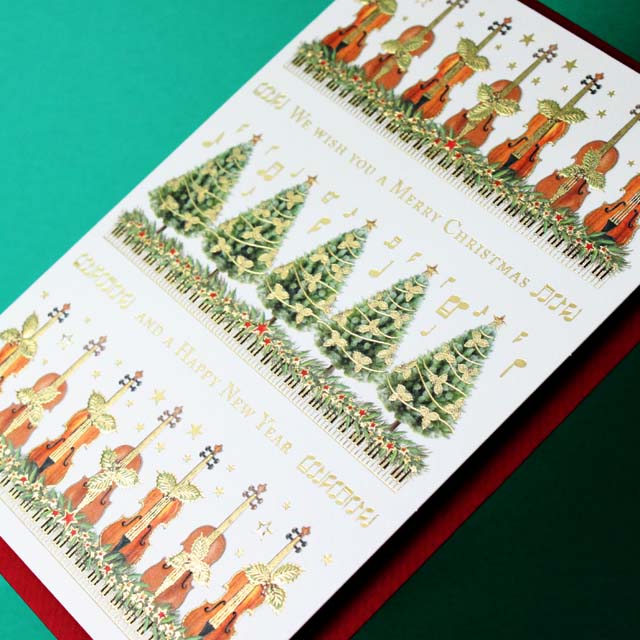 クリスマスカード ヴァイオリンとツリー mac Classic 044873 音楽雑貨