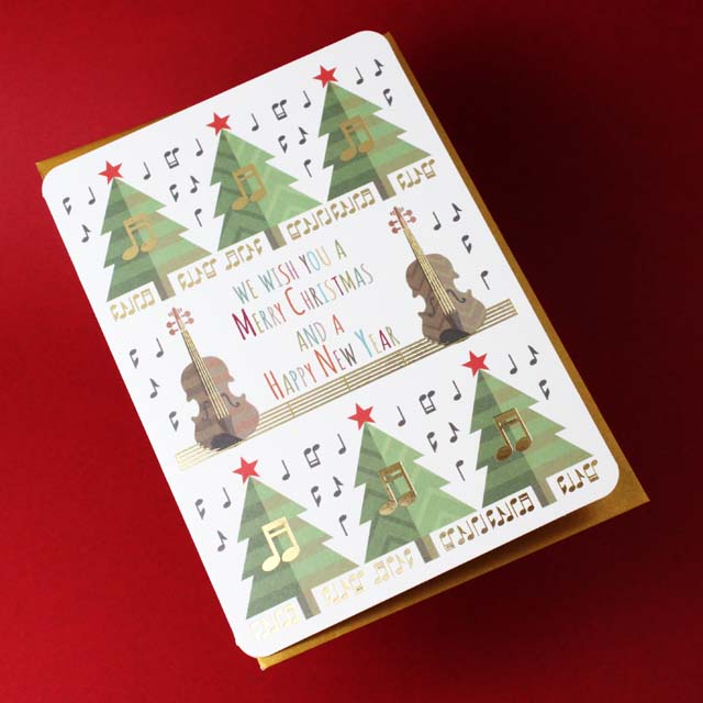 クリスマスカード ヴァイオリン 音楽雑貨