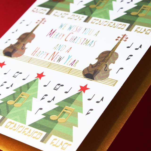 クリスマスカード ヴァイオリン 音楽雑貨