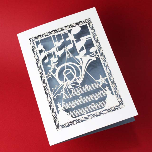 クリスマスカード ホルンの切り絵 Delicatissimo 0280 音楽雑貨 アクセサリー専門店 プレリュード