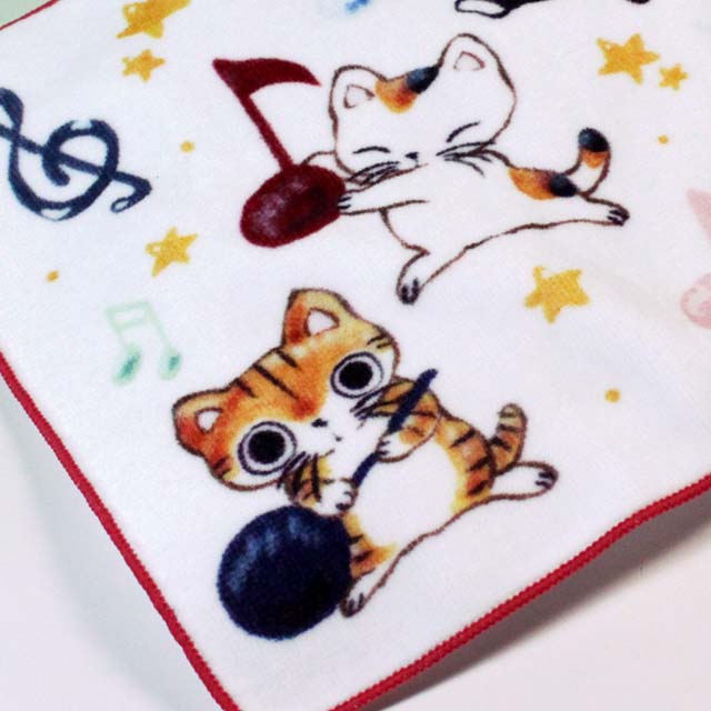 タオルハンカチ Yamaneko ピアノ音符 音楽雑貨 音楽グッズ