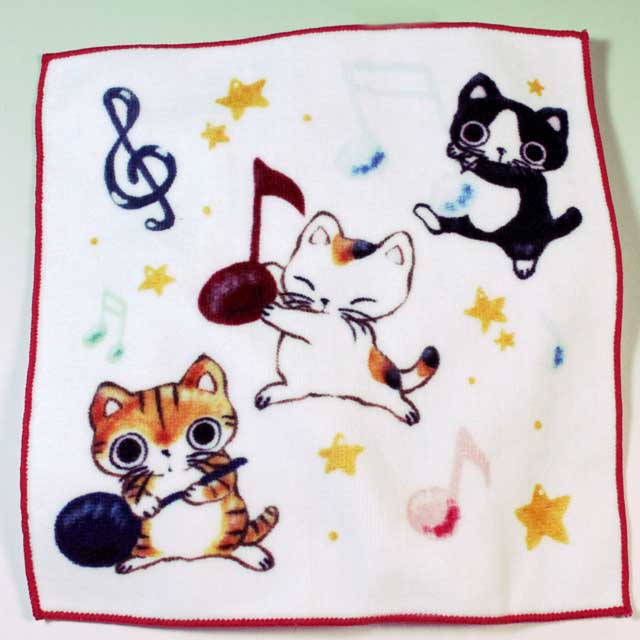 タオルハンカチ Yamaneko ピアノ音符 音楽雑貨 音楽グッズ