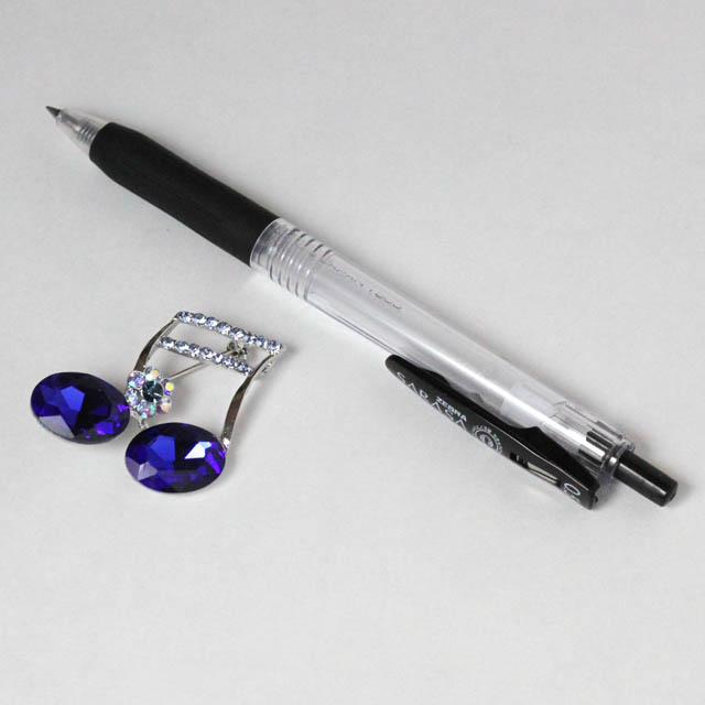 玻璃ブローチ ２連１６分音符 音楽雑貨 音楽アクセサリー