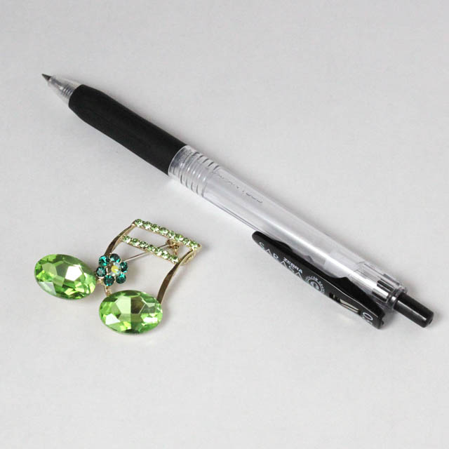 玻璃ブローチ ２連１６分音符 音楽雑貨 音楽アクセサリー