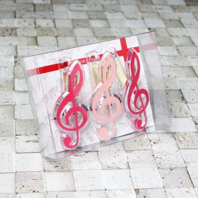 ト音記号クリップ ピンク系 音楽雑貨 音楽グッズ