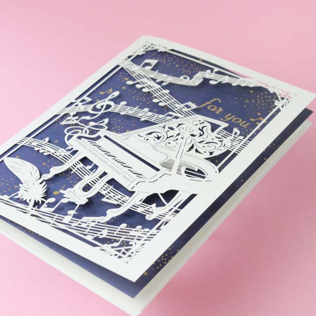 多目的カード グランドピアノ 切り絵 音楽雑貨