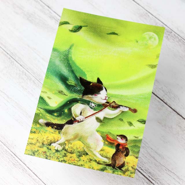 音楽雑貨 下島みちこ 絵葉書 ポストカード 風の丘のヴァイオリニスト