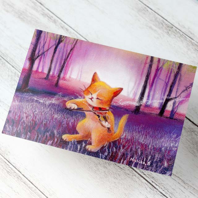 音楽雑貨 下島みちこ 絵葉書 ポストカード ラヴェンダーの調べ