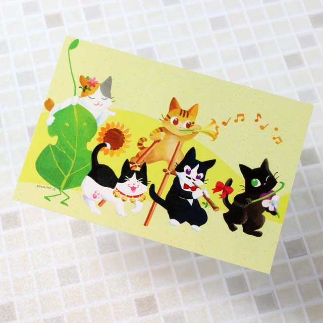 音楽雑貨 下島みちこ 絵葉書 ポストカード ねこの音楽隊