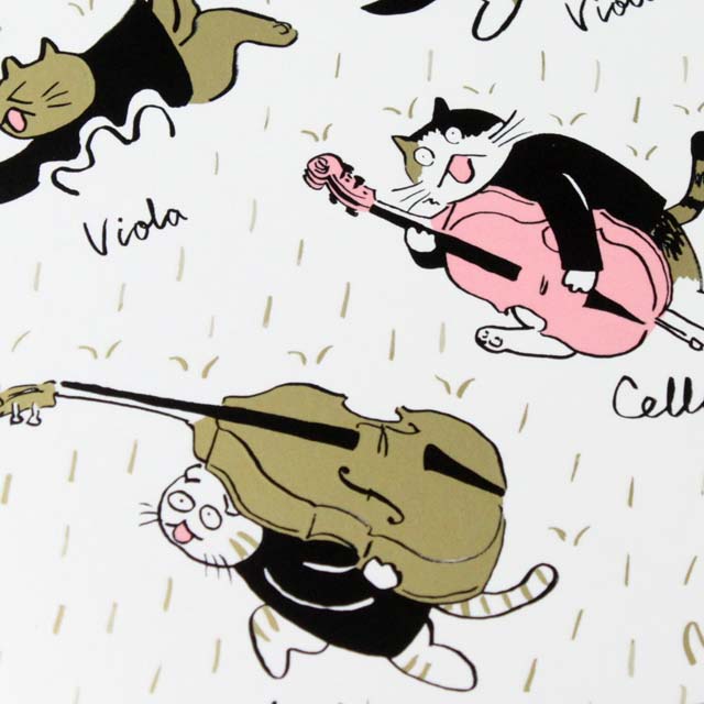Classic Cat 絵葉書 ポストカード 春の雨 弦楽器 音楽雑貨 音楽グッズ