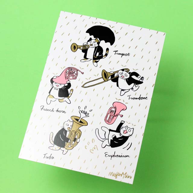 Classic Cat 絵葉書 《春の雨 Brass》 100176 音楽雑貨