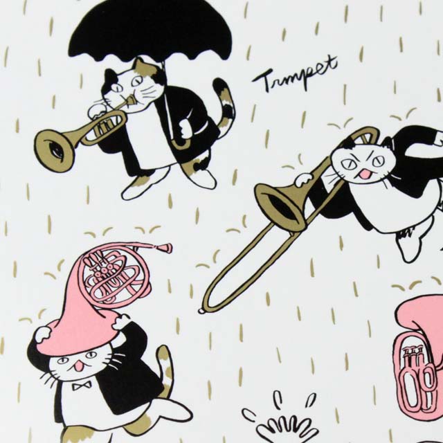 Classic Cat 絵葉書 ポストカード 春の雨 金管楽器 音楽雑貨 音楽グッズ