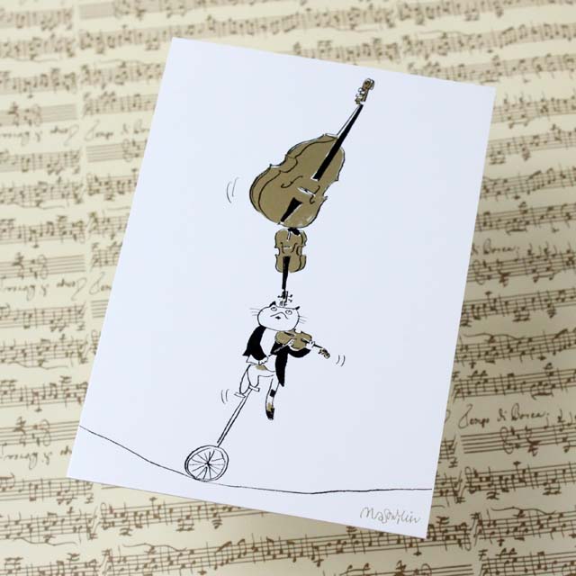 Musical Circus 絵葉書 ポストカード バランス一輪車 音楽雑貨 音楽グッズ