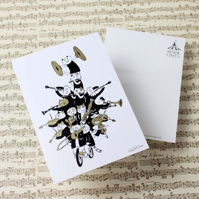 Musical Circus 絵葉書 ポストカード 自転車スター 音楽雑貨 音楽グッズ