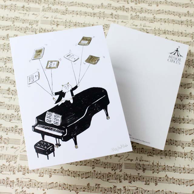 Musical Circus 絵葉書 ポストカード 楽譜回し 音楽雑貨 音楽グッズ
