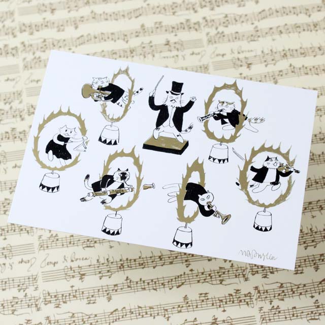 Musical Circus 絵葉書 ポストカード 火の輪くぐり 音楽雑貨 音楽グッズ